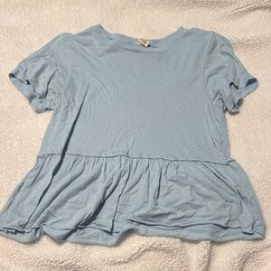 Light Blue Women's Peplum Top